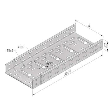 CTLI60-075-3DG Kabelbaan ineensch. licht 3mtr - pr/stuk